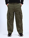 Flying Machine Relaxed Fit Solid Cargo Trousers