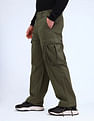 Flying Machine Relaxed Fit Solid Cargo Trousers