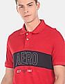 Aeropostale Men Red Short Sleeve Colour Block Pique Polo Shirt