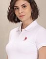 U.S. Polo Assn. Women Brand Logo Solid Pique Polo Shirt