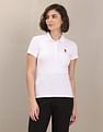 U.S. Polo Assn. Women Brand Logo Solid Pique Polo Shirt