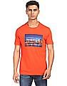 Aeropostale Men Orange Round Neck Graphic Print T-Shirt