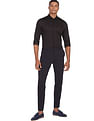 Tommy Hilfiger Men Black Jaquard Patterned Weave Formal Shirt
