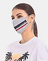 U.S. Polo Assn. Unisex Adults Grey Triple Layer Washable Anti Bacterial Striped Face Masks - Pack Of 3