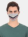 U.S. Polo Assn. Unisex Adults Grey Triple Layer Washable Anti Bacterial Striped Face Masks - Pack Of 3