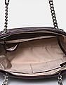 Calvin Klein Women Dark Purple Metallic Chain Trim Strap Textured Leather Tote Bag