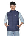 Flying Machine High Neck Solid Sleeveless Jacket