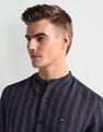 Arrow Sports Mandarin Collar Vertical Stripe Shirt