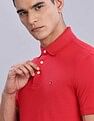 Tommy Hilfiger Mens Red Solid Polo Shirt
