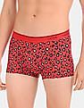 Calvin Klein Underwear Men Red CK One Allover Leopard Print Stretch Trunks