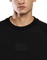 Calvin Klein Men Black Crew Neck Mix Media Sweatshirt