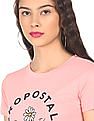 Aeropostale Women Pink Brand Print Cotton T-Shirt