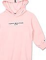 Tommy Hilfiger Kids Girls Pink Embroidered Logo Hooded Sweater Dress