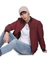 Flying Machine High Neck Solid Bomber Jacket