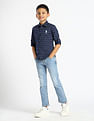 U.S. Polo Assn. Kids Boys Vertical Striped Oxford Shirt