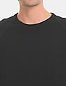 Calvin Klein Men Black Monogram Raglan Sleeve Waffle Knit T-Shirt