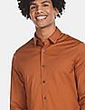 Calvin Klein Men Rust Slim Fit Solid Casual Shirt