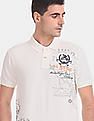 U.S. Polo Assn. Denim Co. White Printed Pique Polo Shirt