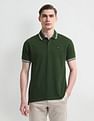 Arrow Sport Striped Collar Solid Polo Shirt