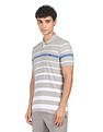 AD by Arvind Cotton Horizontal Striped Polo Shirt