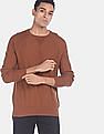 GAP Men Brown Ribbed Crew Neck Solid Sweater