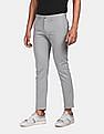 Tommy Hilfiger Men Light Grey Bleecker Slim Fit Patterned Casual Trousers
