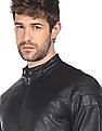 Flying Machine Mandarin Collar Solid Biker Jacket