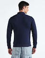 Flying Machine Stand Neck Solid Sweatshirt