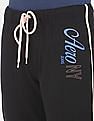 Aeropostale Women Black Mid Rise Brand Printed Joggers