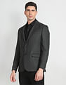 Arrow Notch Lapel Collar Patterned Knit Blazer