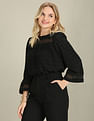U.S. Polo Assn. Women Lace Detail Long Sleeve Top