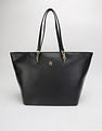 Tommy Hilfiger Solid Black Pu Tote Bag
