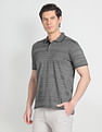 Arrow Sports Ribbed Collar Horizontal Stripe Polo Shirt