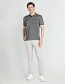 Arrow Sports Ribbed Collar Horizontal Stripe Polo Shirt