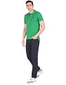 AD by Arvind Typography Print Cotton Polo Shirt
