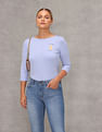 U.S. Polo Assn. Women Boat Neck Solid Knit T-Shirt