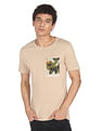 Flying Machine Patch Pocket Solid Cotton T-Shirt