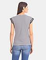 U.S. Polo Assn. Women White Cap Sleeve Striped Top