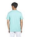 Aeropostale Men Turquoise Ribbed Crew Neck Cotton Brand Print T-Shirt