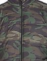 Aeropostale Men Olive High Neck Camouflage Print Puffer Jacket