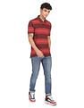 AD by Arvind Cotton Horizontal Striped Polo Shirt