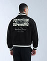 Flying Machine Appliqued Pattern Relaxed Fit Varsity Jacket