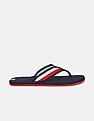 Tommy Hilfiger Men Navy Brand Striped V-Strap Flip Flops