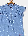 U.S. Polo Assn. Kids Girls Blue Ruffled Printed Top