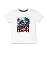 U.S. Polo Assn. Kids White Ribbed Neck Printed T-Shirt