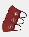 U.S. Polo Assn. Unisex Adults Maroon Triple Layer Anti Bacterial Reusable Outdoor Face Masks - Pack Of 3