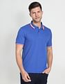 Arrow Sports Striped Collar Pique Polo Shirt