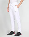U.S. Polo Assn. Denim Co. Men White Mid Rise Logo Print Solid Track Pants