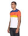 U.S. Polo Assn. Men Coral And White Stripe Front Colour Block T-Shirt