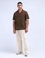 Flying Machine Geometric Print Seersucker Shirt